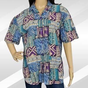 2/$20 Multicolor Act III Short Sleeve Button-Up Shirt Size L | Bold Casual Style